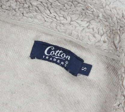 Unisex Adults UK Size S Cotton Traders Beige 1/4 Zip Sweatshirt
