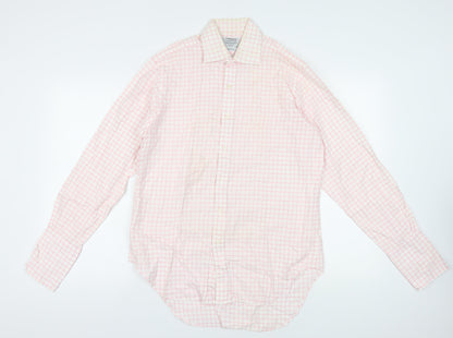 T.M. Lewin Pink Check Dress Shirt 15.5 Regular