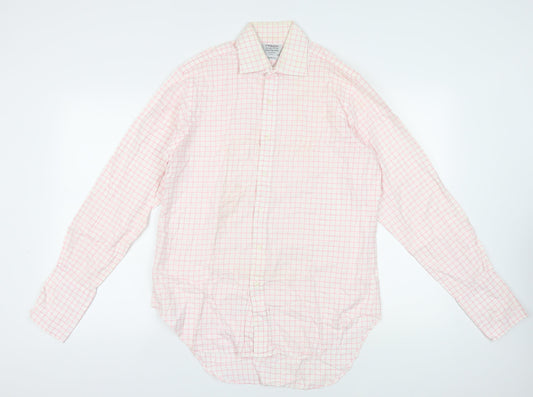T.M. Lewin Pink Check Dress Shirt 15.5 Regular