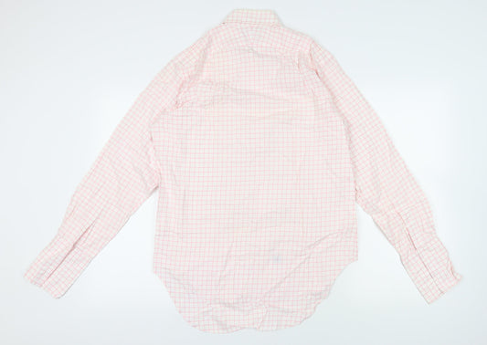 T.M. Lewin Pink Check Dress Shirt 15.5 Regular