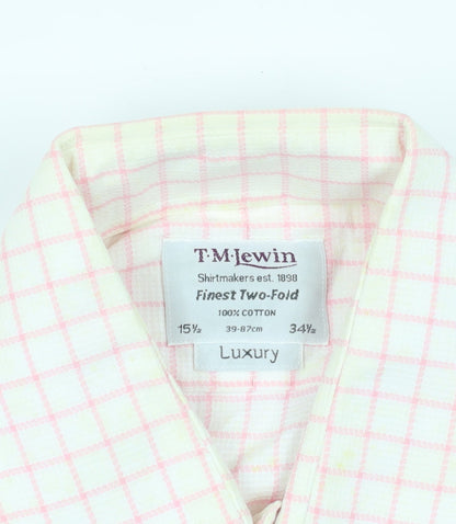 T.M. Lewin Pink Check Dress Shirt 15.5 Regular