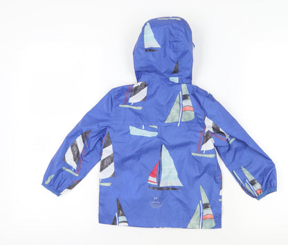 Joules Blue Sailboat Raincoat, Boys 4Y, Waterproof & Hooded