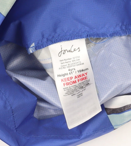 Joules Blue Sailboat Raincoat, Boys 4Y, Waterproof & Hooded