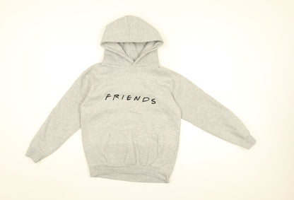 Friends Girls Grey Cotton Pullover Hoodie Size 9-10 Years Pullover - Friends Logo