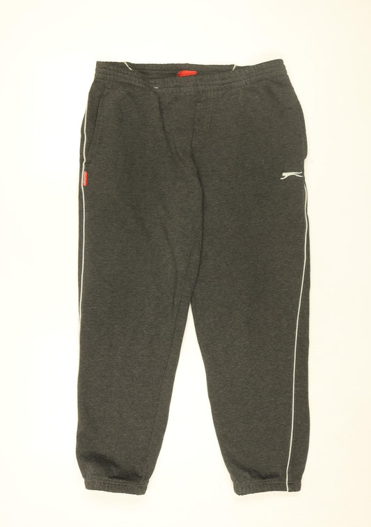 Slazenger Mens Grey Cotton Jogger Trousers Size S L27 in Regular Drawstring