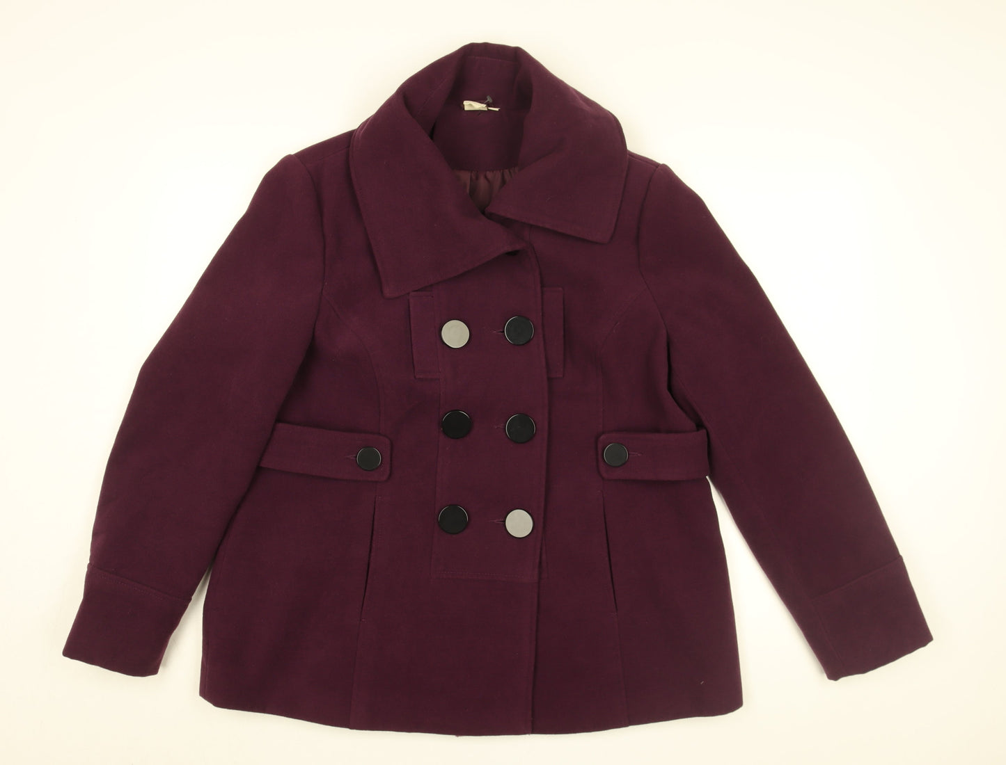 Cotton Traders Womens Purple Overcoat Coat Size 18 Button