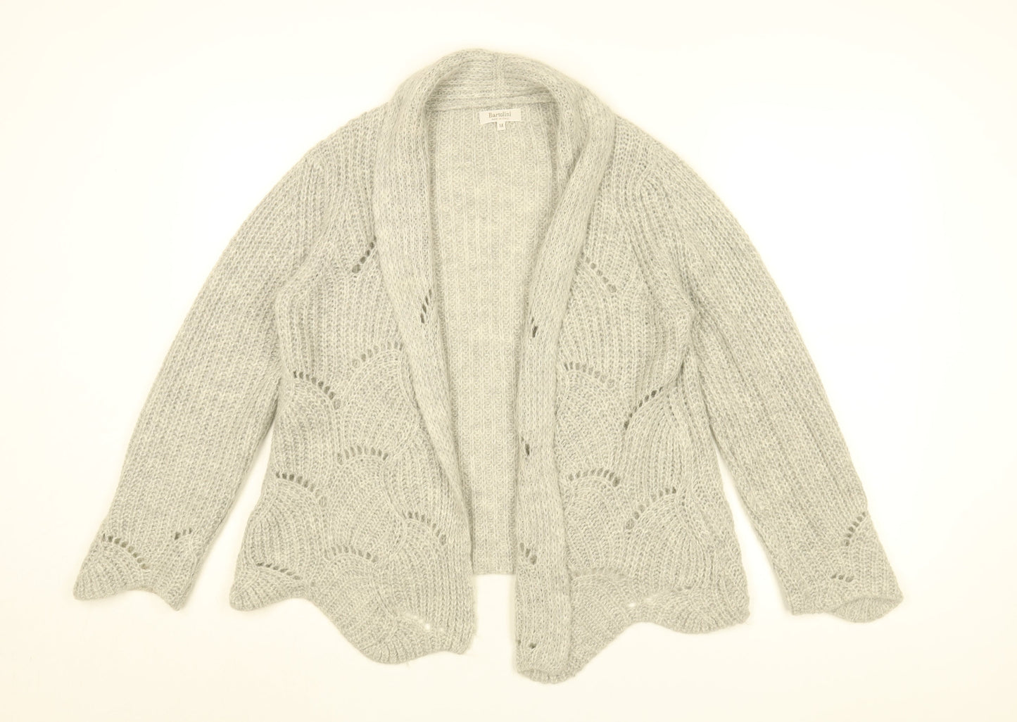 Bartolini Womens Grey V-Neck Acrylic Cardigan Jumper Size M