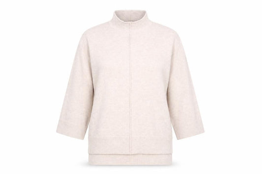 Front view of French Connection women’s pink high neck acrylic jumper, size L