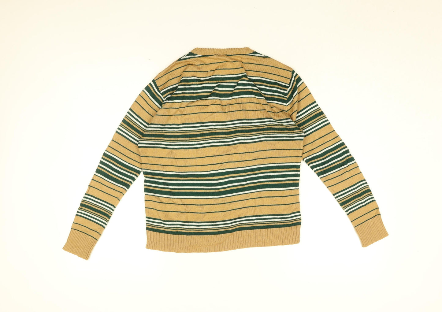Fay's Womens Beige V-Neck Striped Acrylic Pullover Jumper Size L