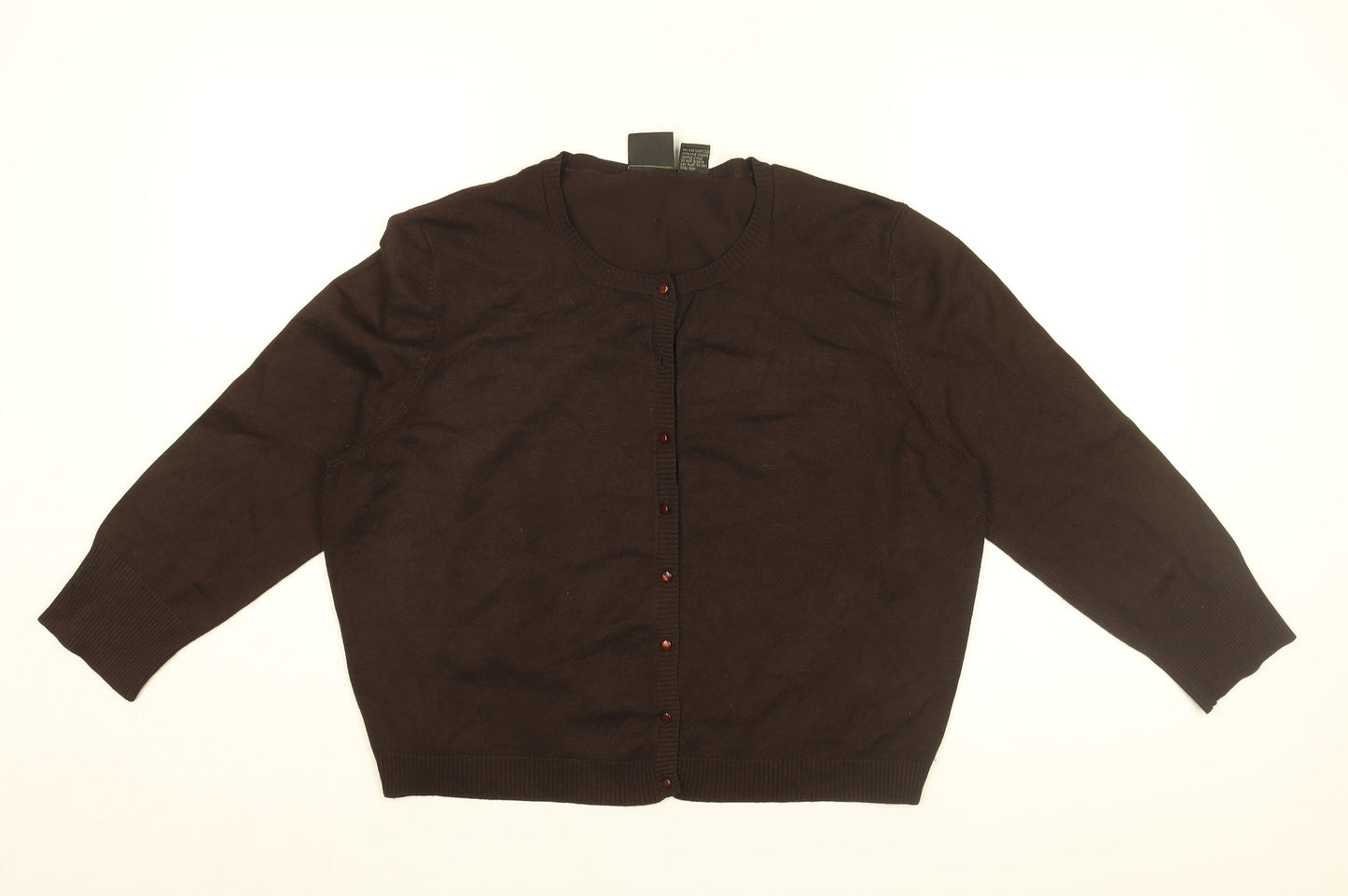 Tailor Womens Brown Round Neck Rayon Cardigan Jumper Size XL