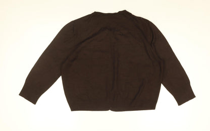 Tailor Womens Brown Round Neck Rayon Cardigan Jumper Size XL