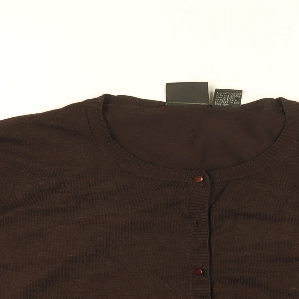 Tailor Womens Brown Round Neck Rayon Cardigan Jumper Size XL