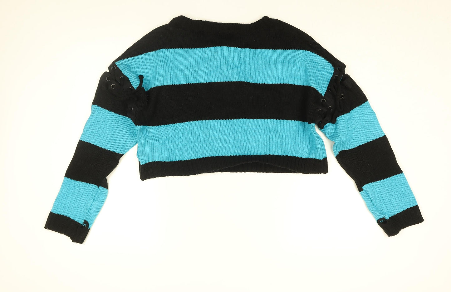 Heartless Womens Blue Round Neck Striped Cotton Pullover Jumper Size L