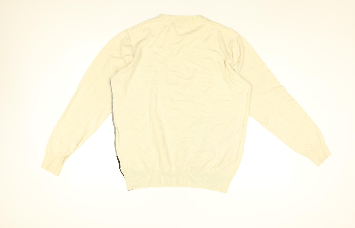Christiano Baldinucci Mens Ivory Round Neck Wool Pullover Jumper Size L Long Sleeve