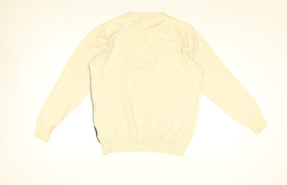 Christiano Baldinucci Mens Ivory Round Neck Wool Pullover Jumper Size L Long Sleeve
