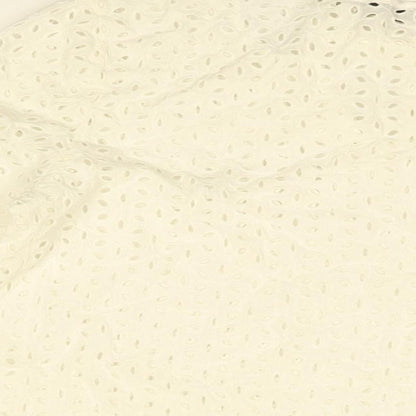 NUMPH Womens White Floral Cotton Basic Blouse Size 8 Round Neck