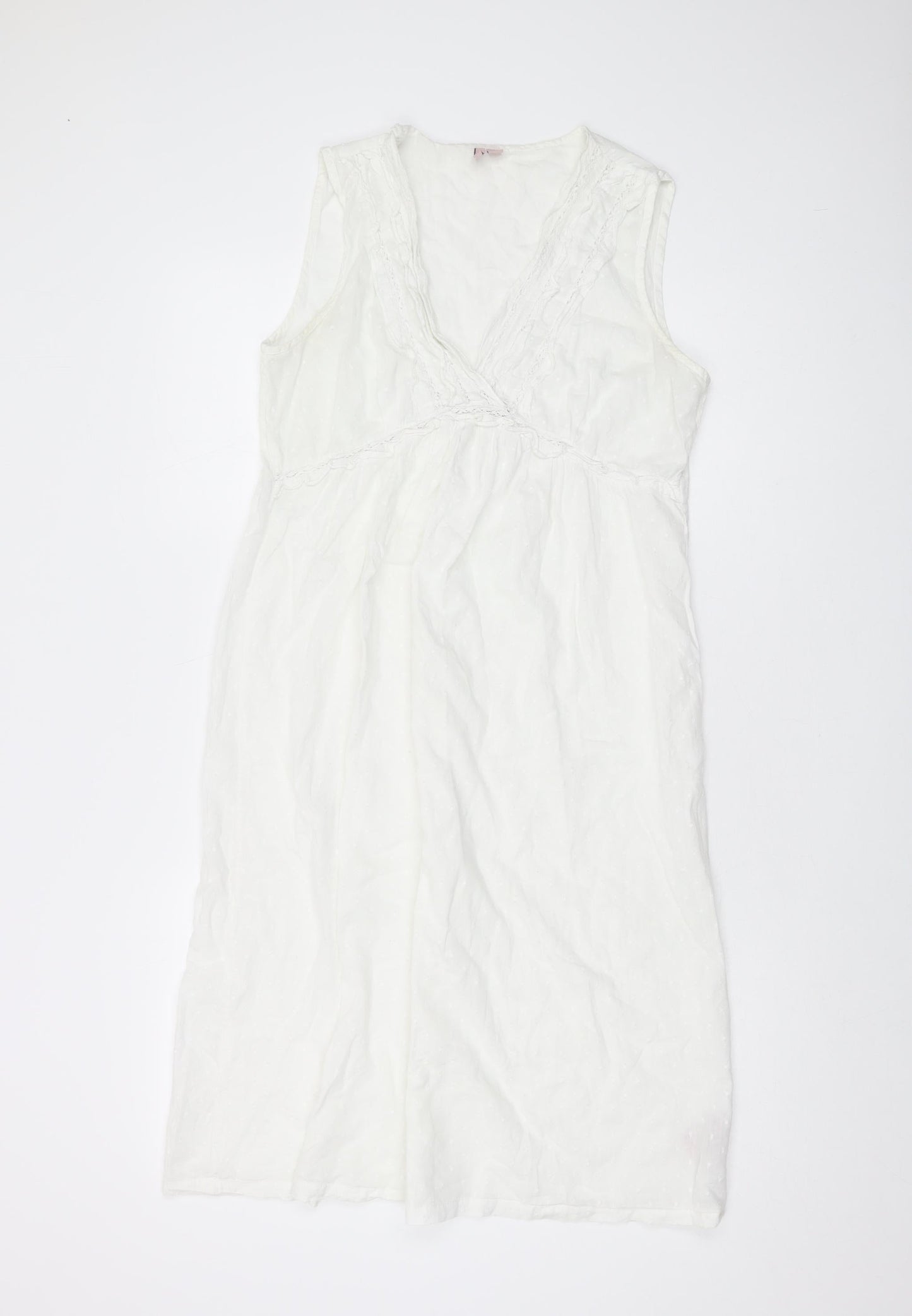 Fairy Dust Womens Ivory Cotton A-Line Size 10 V-Neck Pullover