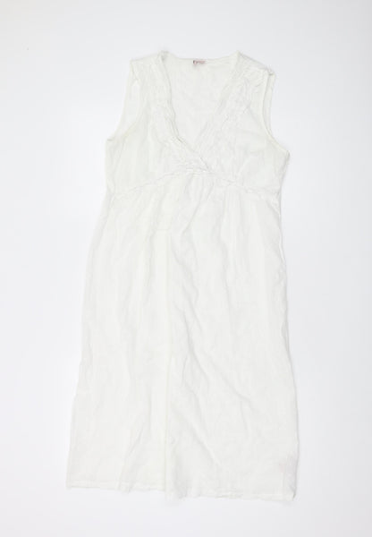 Fairy Dust Womens Ivory Cotton A-Line Size 10 V-Neck Pullover