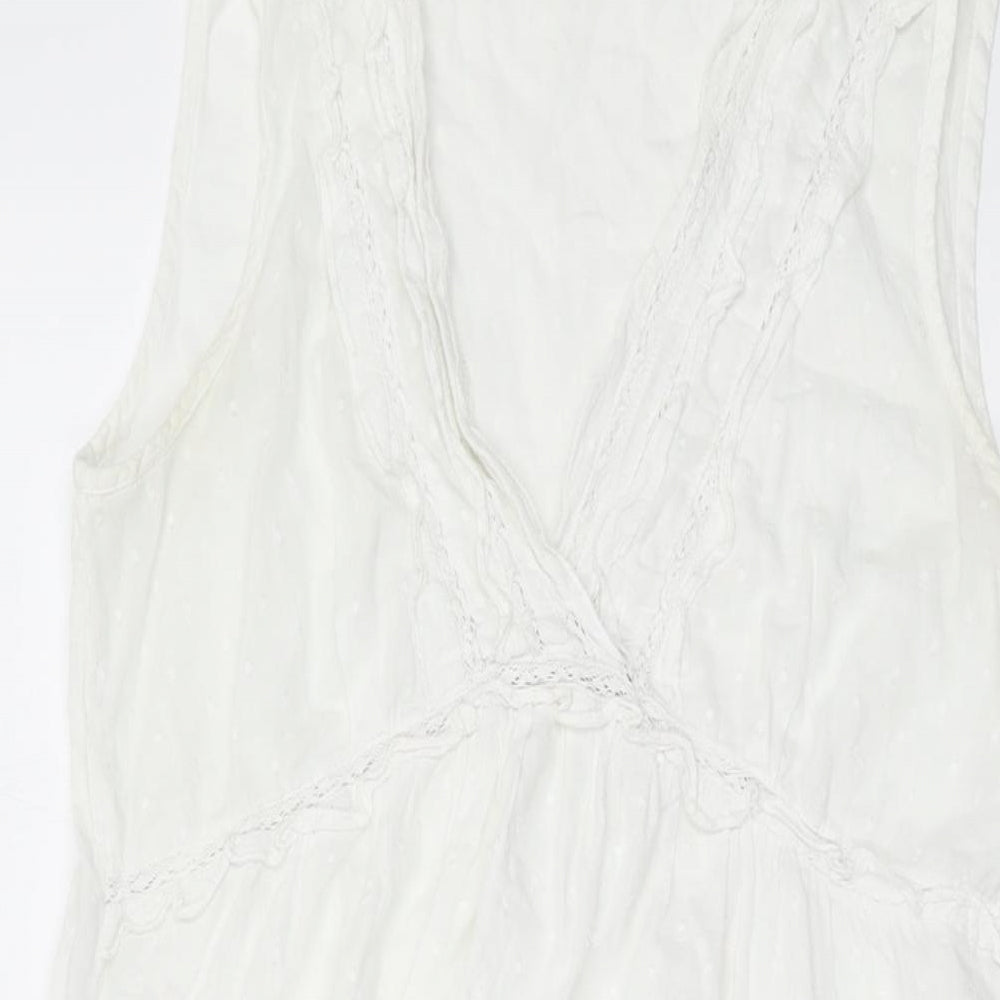 Fairy Dust Womens Ivory Cotton A-Line Size 10 V-Neck Pullover