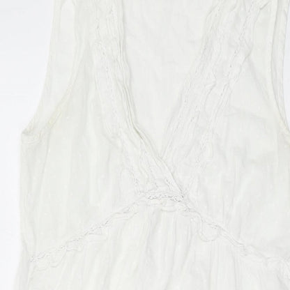 Fairy Dust Womens Ivory Cotton A-Line Size 10 V-Neck Pullover