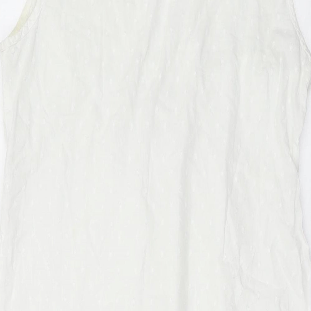 Fairy Dust Womens Ivory Cotton A-Line Size 10 V-Neck Pullover