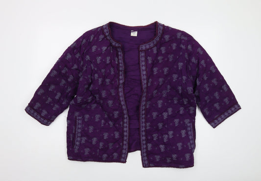 Cotton Traders Womens Purple Geometric Jacket Size 18