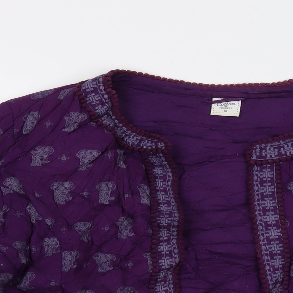 Cotton Traders Womens Purple Geometric Jacket Size 18