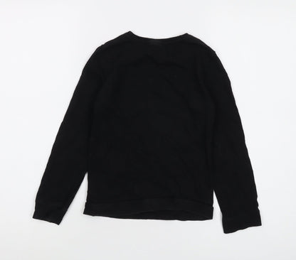 Disney Girls Black Cotton Basic T-Shirt Size 7-8 Years Crew Neck Pullover - Mickey Mouse
