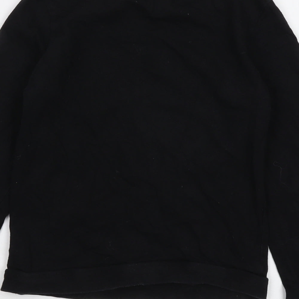 Disney Girls Black Cotton Basic T-Shirt Size 7-8 Years Crew Neck Pullover - Mickey Mouse