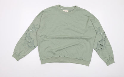 Autonomy Womens Green Cotton Pullover Sweatshirt Size S Pullover