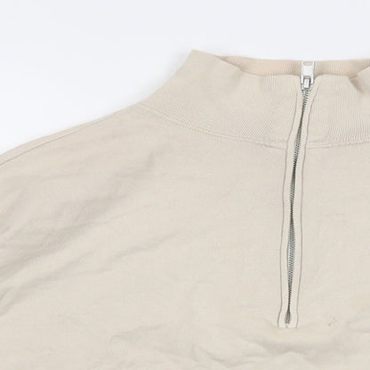 Gap Womens Beige Cotton Pullover Sweatshirt Size S Zip