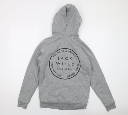 Womens UK Size 8 Jack Wills Grey Full Zip Hoodie