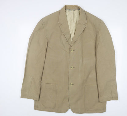 Mens UK Size L Swept Beige Biker Coat