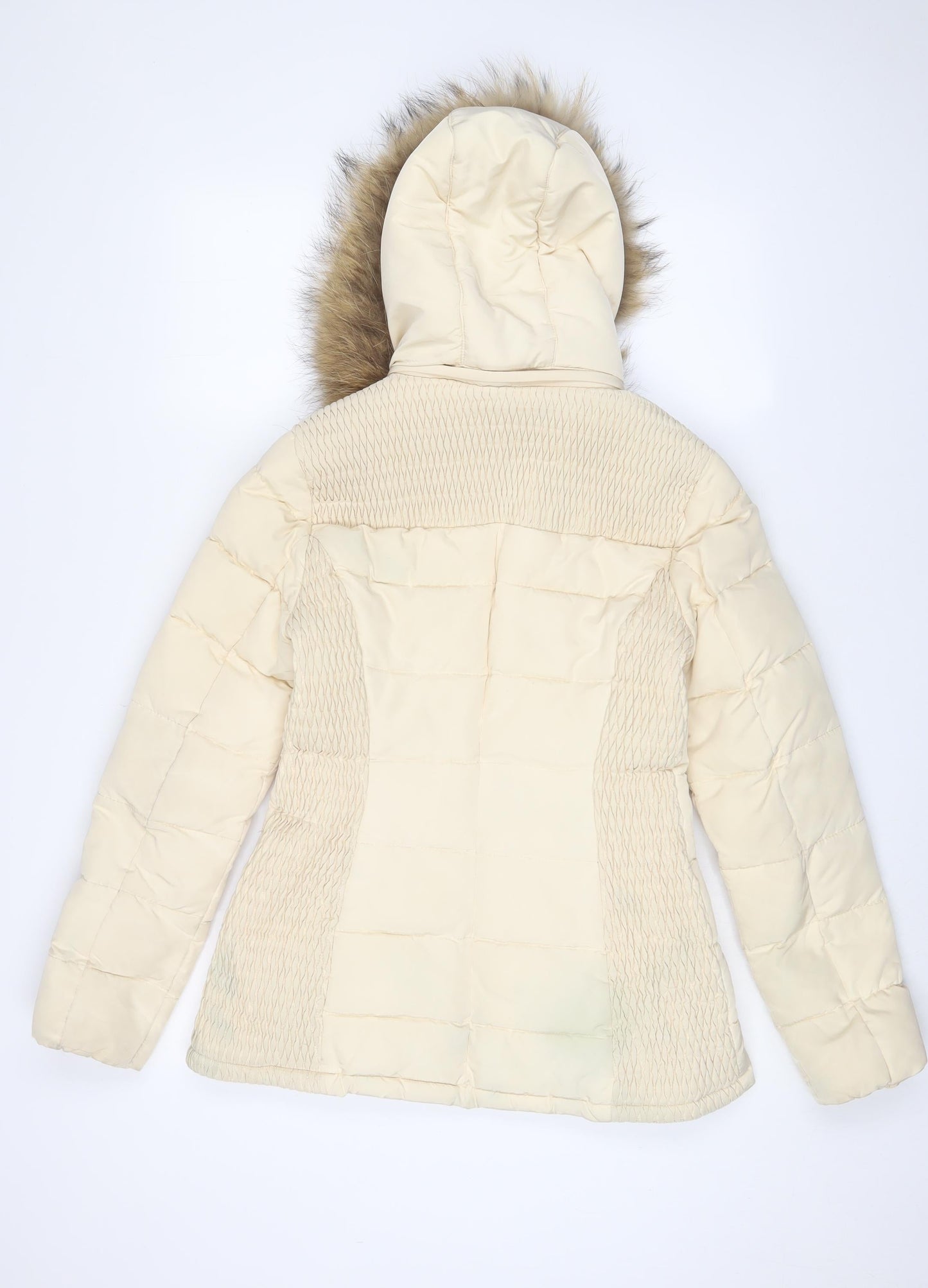 Attentif Womens Ivory Parka Coat Size 8 Zip - Zip Pockets