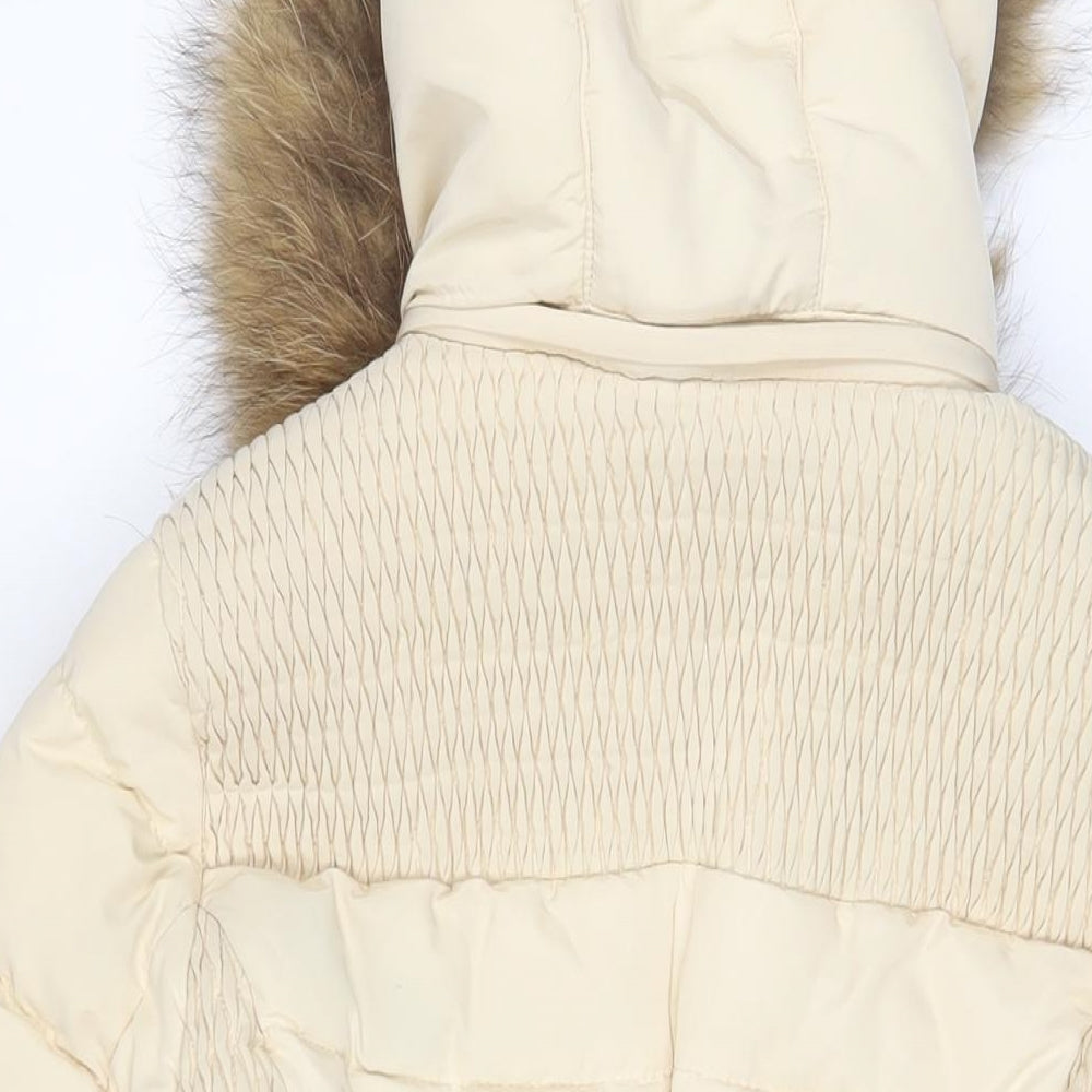Attentif Womens Ivory Parka Coat Size 8 Zip - Zip Pockets