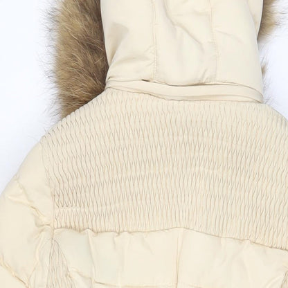 Attentif Womens Ivory Parka Coat Size 8 Zip - Zip Pockets