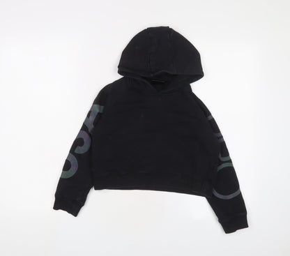 USA Pro Girls Black Cotton Pullover Hoodie Size 9-10 Years Pullover - Logo
