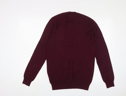 Jack Wills Mens Red Crew Neck Cotton Pullover Jumper Size XS Long Sleeve - Logo, Embroidered