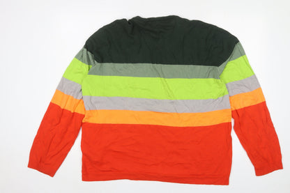Wezc Mens Multicoloured Crew Neck Striped Cotton Pullover Jumper Size XL Long Sleeve