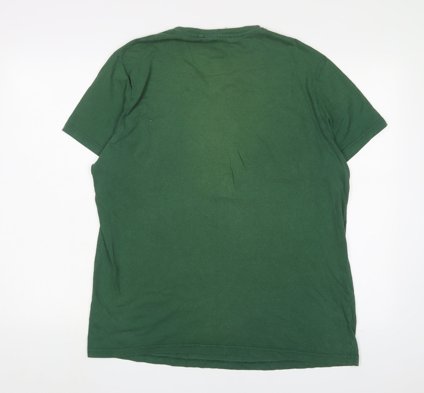 Lee Cooper Mens Green Cotton T-Shirt Size L Crew Neck - Logo