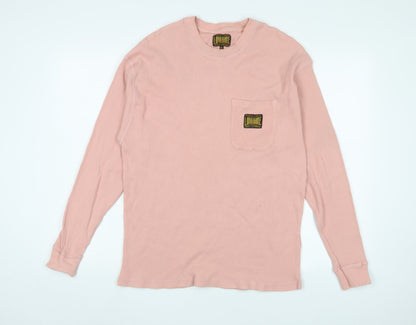 Long Gone Mens Pink Crew Neck Cotton Pullover Jumper Size XL Long Sleeve - Logo, Embroidered