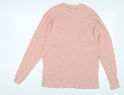 Long Gone Mens Pink Crew Neck Cotton Pullover Jumper Size XL Long Sleeve - Logo, Embroidered