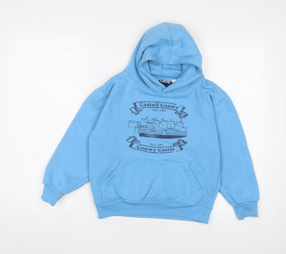 Conwyn Castle Boys Blue Cotton Pullover Hoodie Size 9-10 Years Pullover