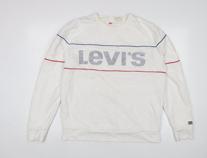 Mens UK Size L Levi's White Pullover Sweatshirt