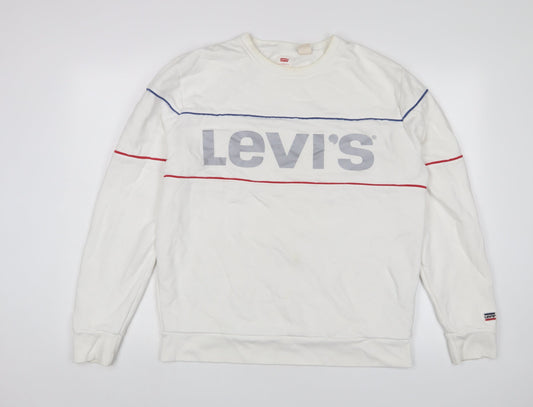 Mens UK Size L Levi's White Pullover Sweatshirt