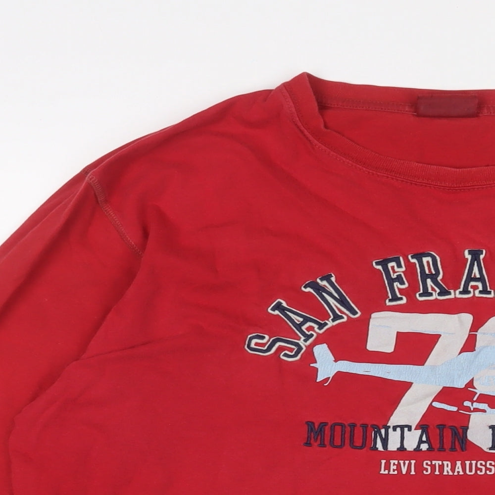Levi's Mens Red Cotton T-Shirt Size L Crew Neck - San Francisco