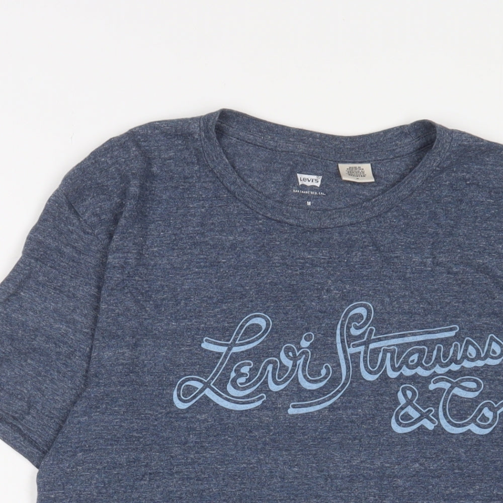 Levi's Mens Blue Cotton T-Shirt Size M Crew Neck - Logo