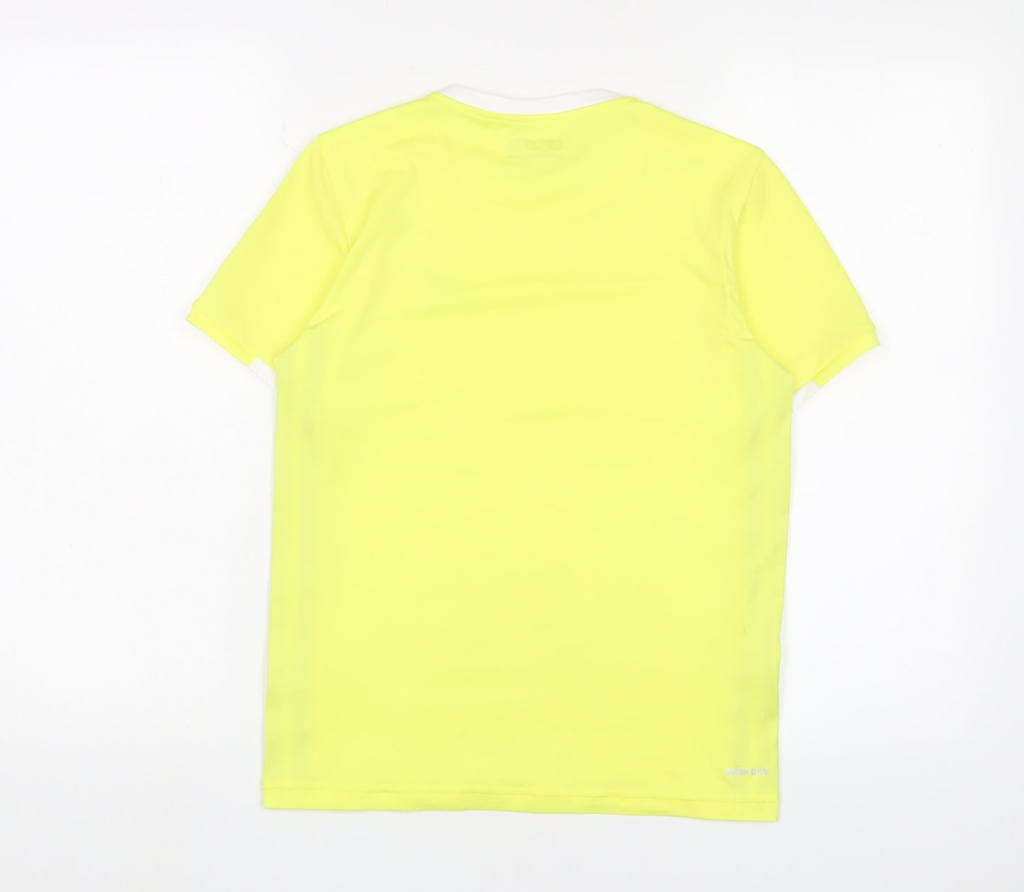 Lotto Mens Yellow Polyester Basic T-Shirt Size M Crew Neck Pullover - Logo