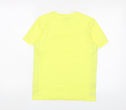 Lotto Mens Yellow Polyester Basic T-Shirt Size M Crew Neck Pullover - Logo