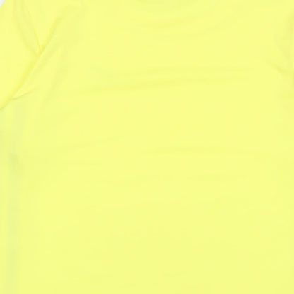 Lotto Mens Yellow Polyester Basic T-Shirt Size M Crew Neck Pullover - Logo